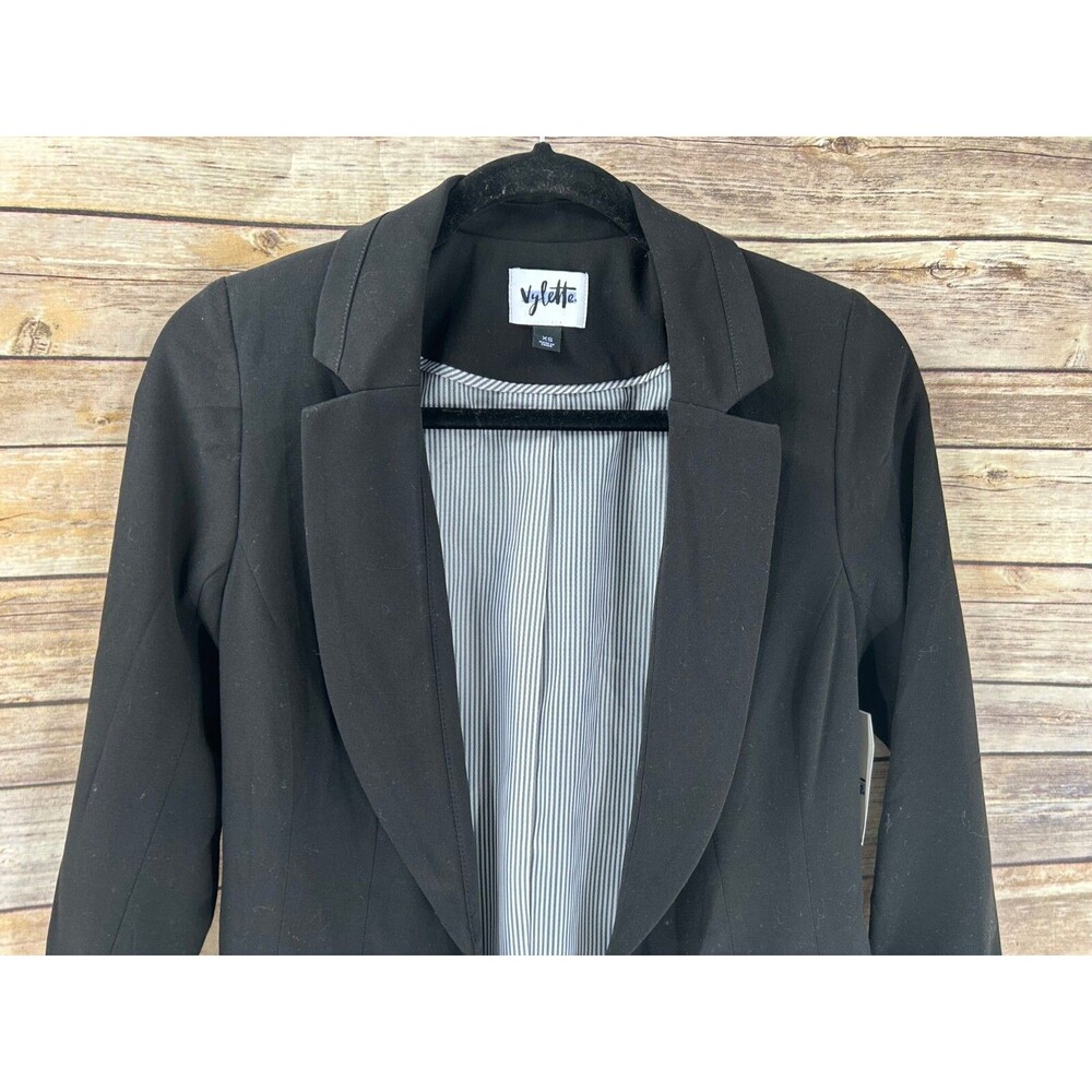 Women's Vylette Black Rolled Sleeve Open Front Blazer Size XS - Picture 2 of 5